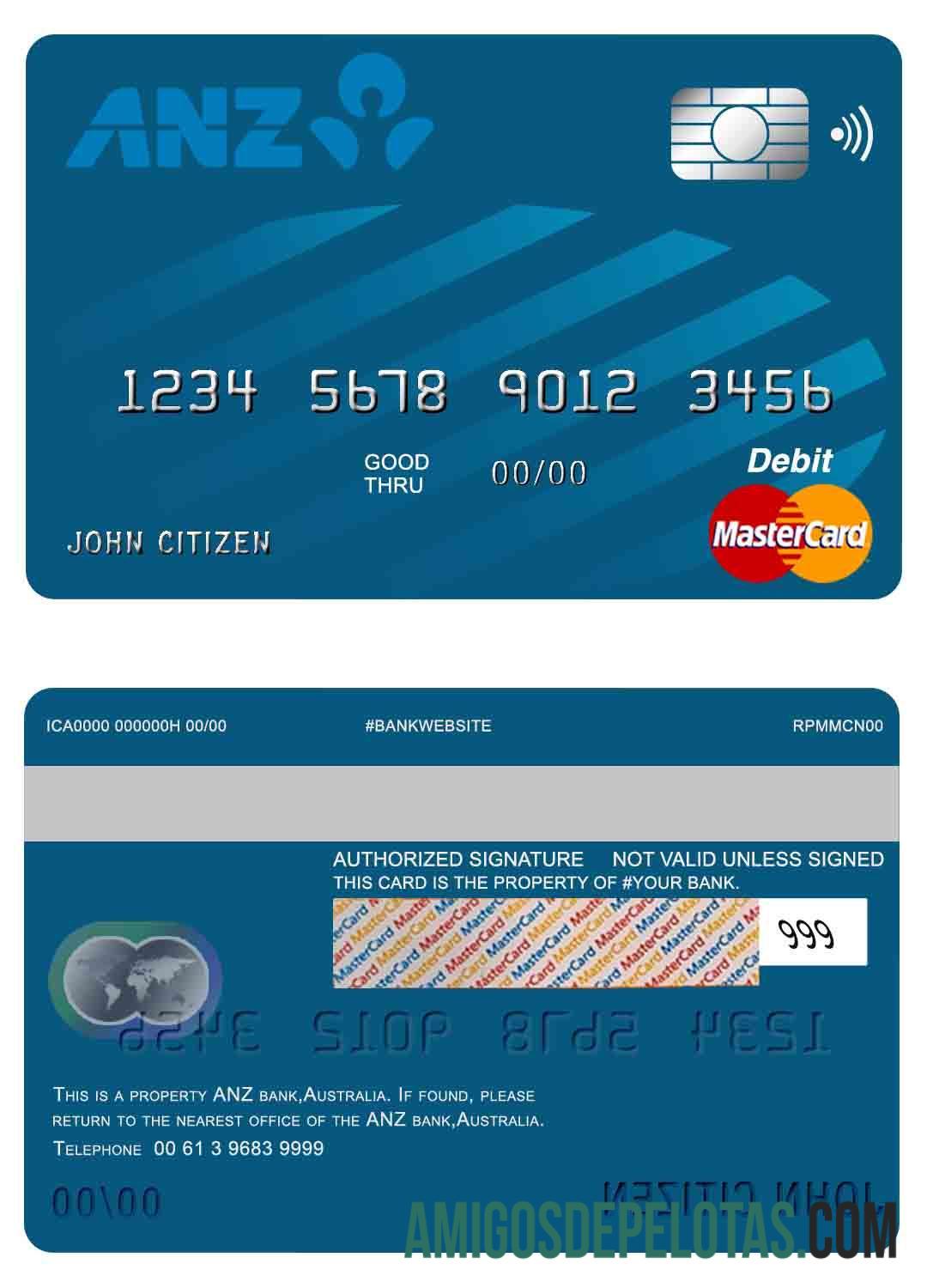 Austrália ANZ Bank Mastercard modelo